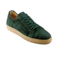 The California sneaker in racing green suede on a gum sole.